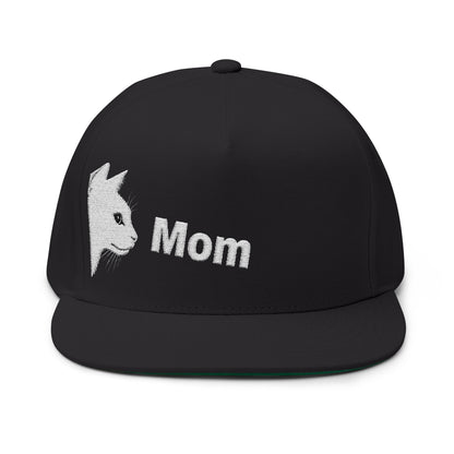 Stylish Embroidered Cat Mom Flat Bill Cap style 4