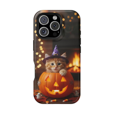 Halloween cute kitten photo style 3 Magnetic Phone Case, Cat Lover Gift, Impact-Resistant iPhone Case, Funny Pet Accessory, Unique Animal Design