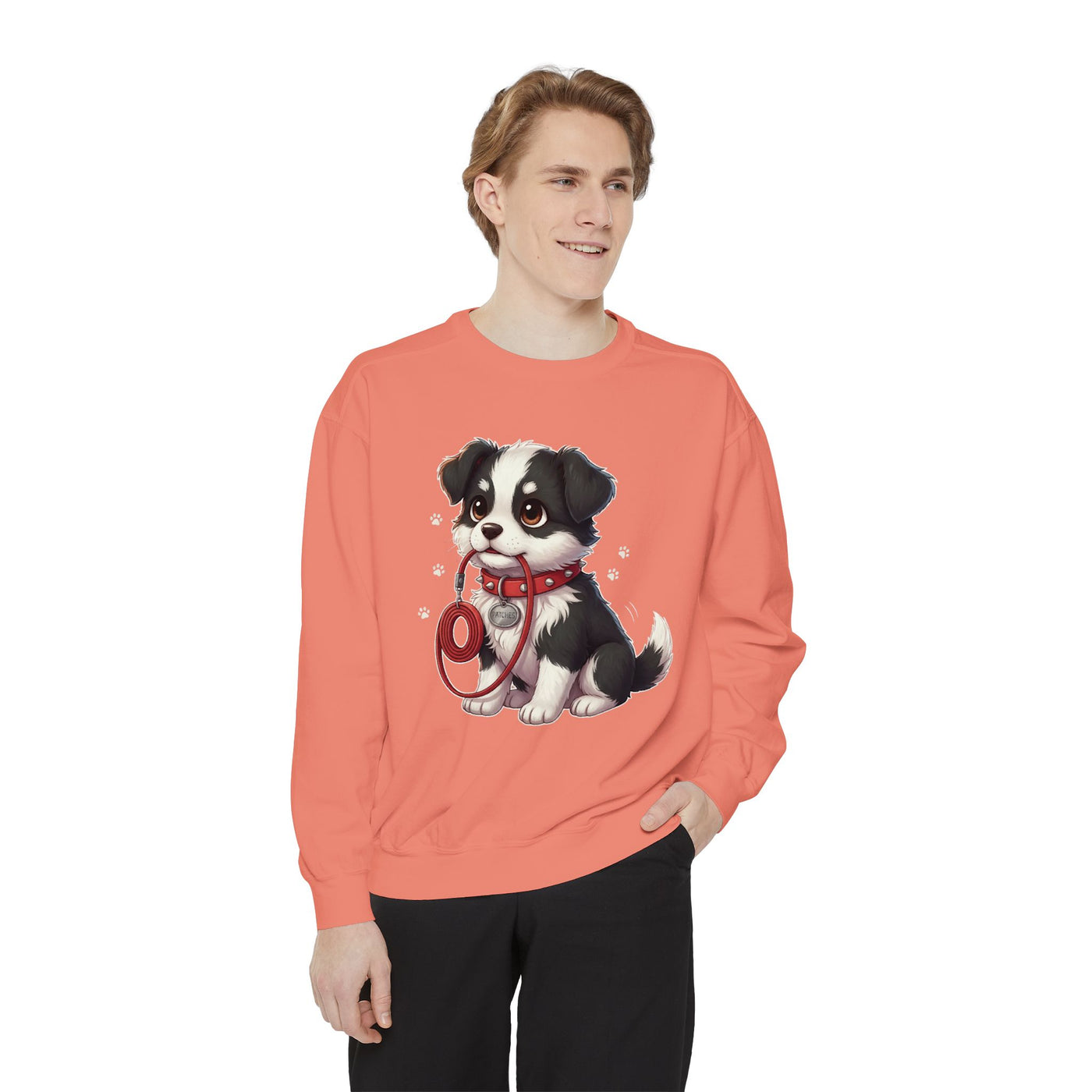 Cute Dog Walk Time style 1 Cozy Graphic Unisex Crewneck Sweatshirt