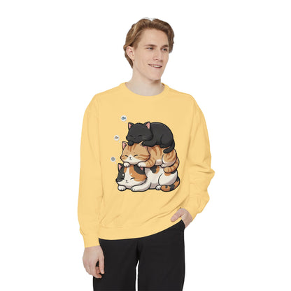 3 Cute Sleeping Cats Cozy Graphic Unisex Crewneck Sweatshirt style 8