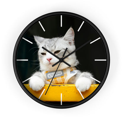 White Cat different colors Wall Clock