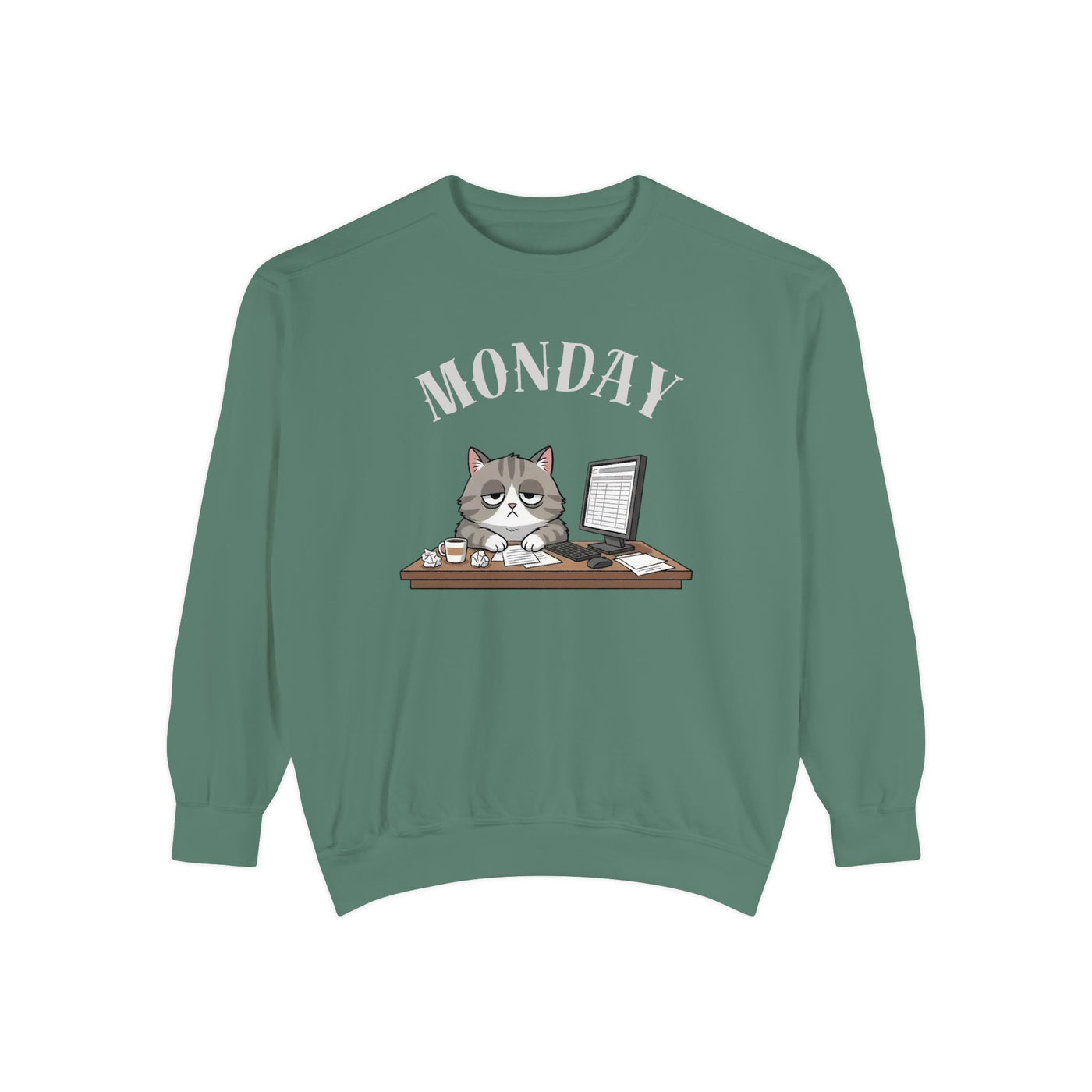 Monday Face Cat Stares Blankly Unisex Crewneck Sweatshirt style 5