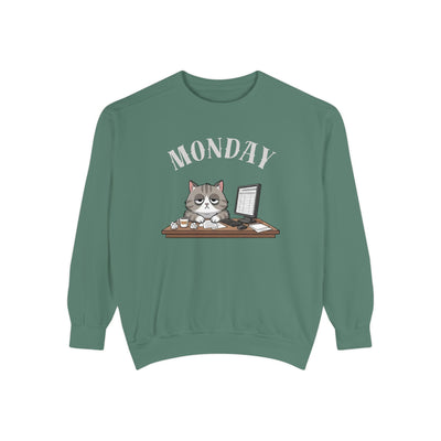 Monday Face Cat Stares Blankly Unisex Crewneck Sweatshirt style 5