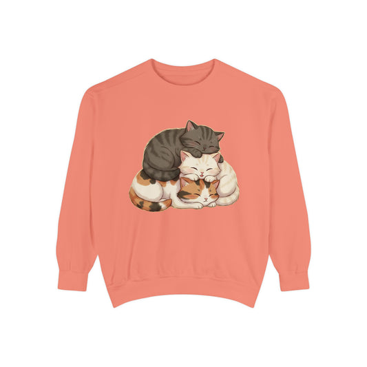 3 Cute Sleeping Cats Cozy Graphic Unisex Crewneck Sweatshirt style 3