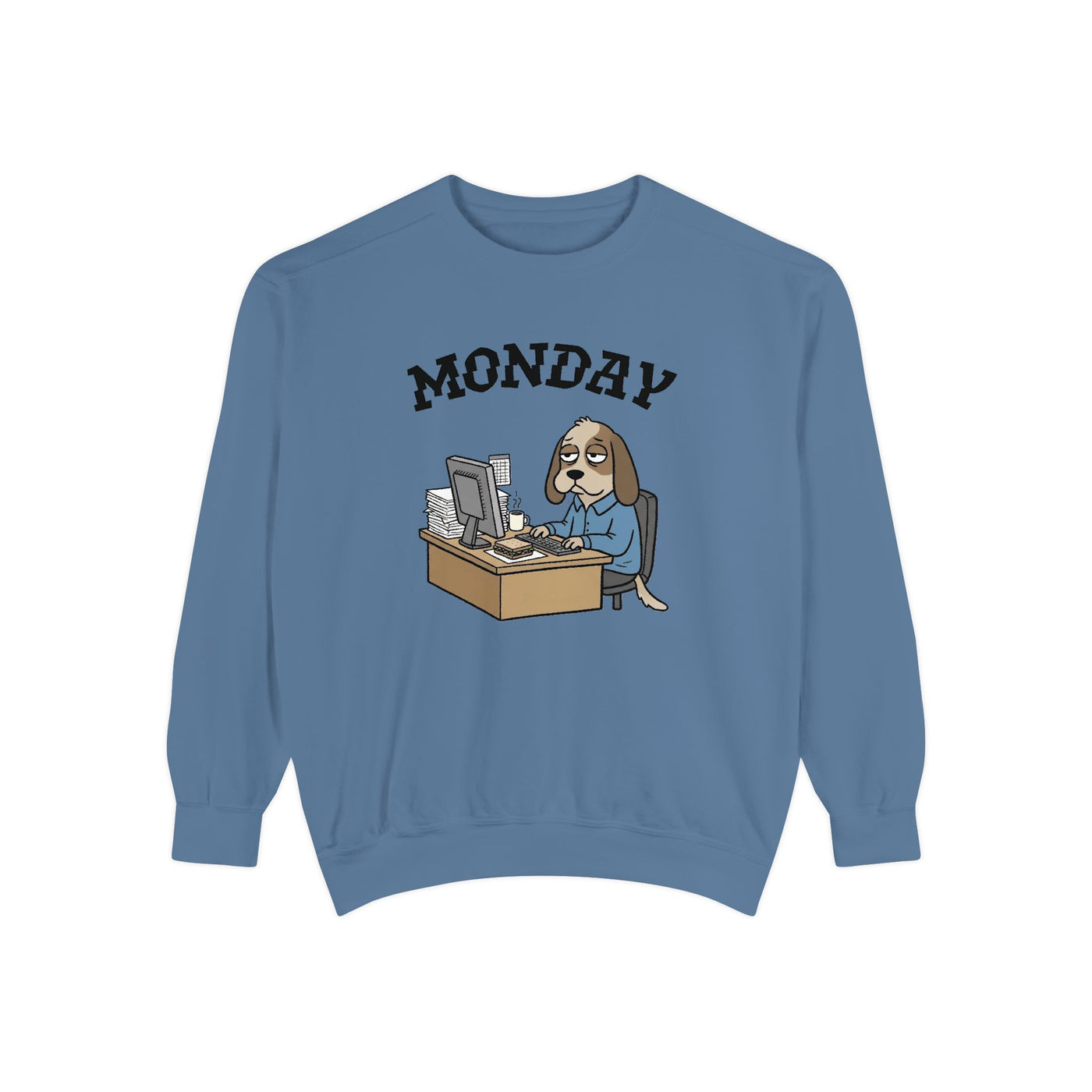 Monday Face Dog Stares Blankly Unisex Crewneck Sweatshirt style 4