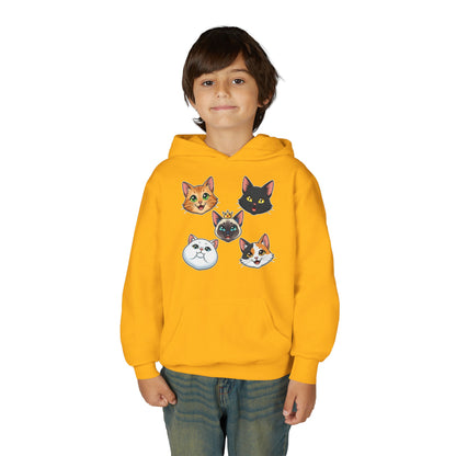 Fun Cat Heads Unisex Youth & Kids Heavy Blend Hoodie