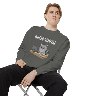 Monday Face Cat Stares Blankly Unisex Crewneck Sweatshirt style 2