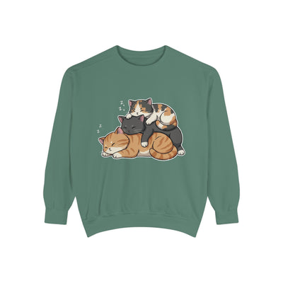 3 Cute Sleeping Cats style 7 Cozy Graphic Unisex Crewneck Sweatshirt