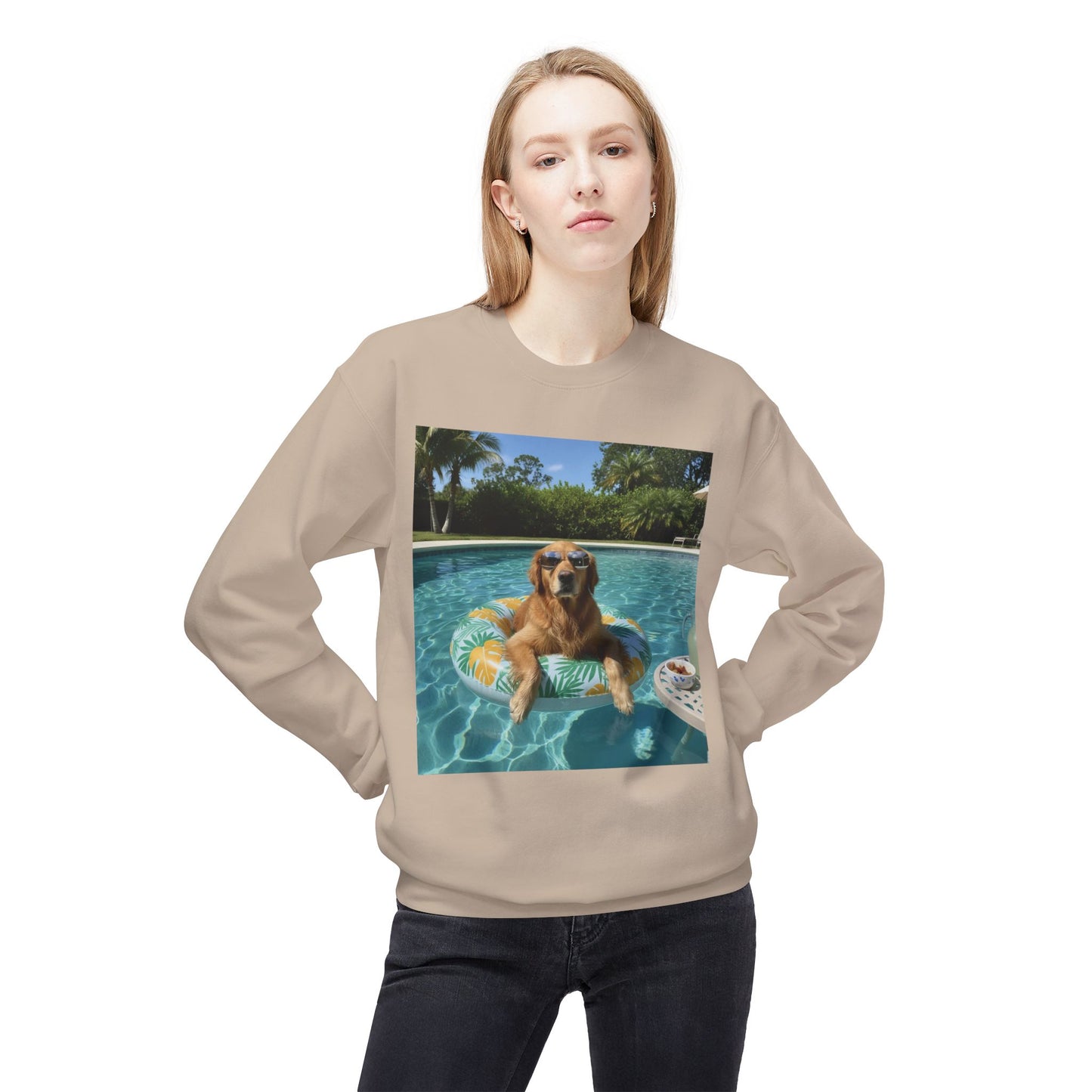 Swimming Pool Vibes Graphic Dog Unisex Crewneck Sweatshirt
