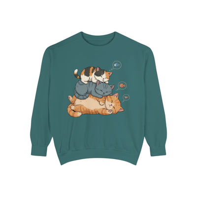 3 Cute Sleeping Cats style 2 Cozy Graphic Unisex Crewneck Sweatshirt