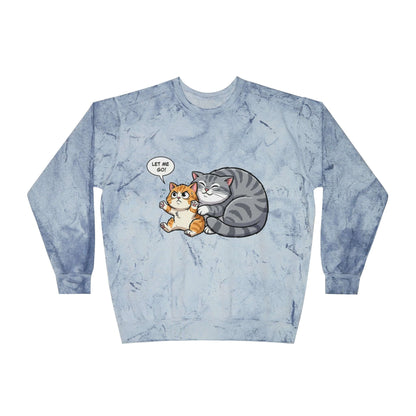 Let Me Go Cat Cozy Crewneck Sweatshirt Tie-Dye style 4