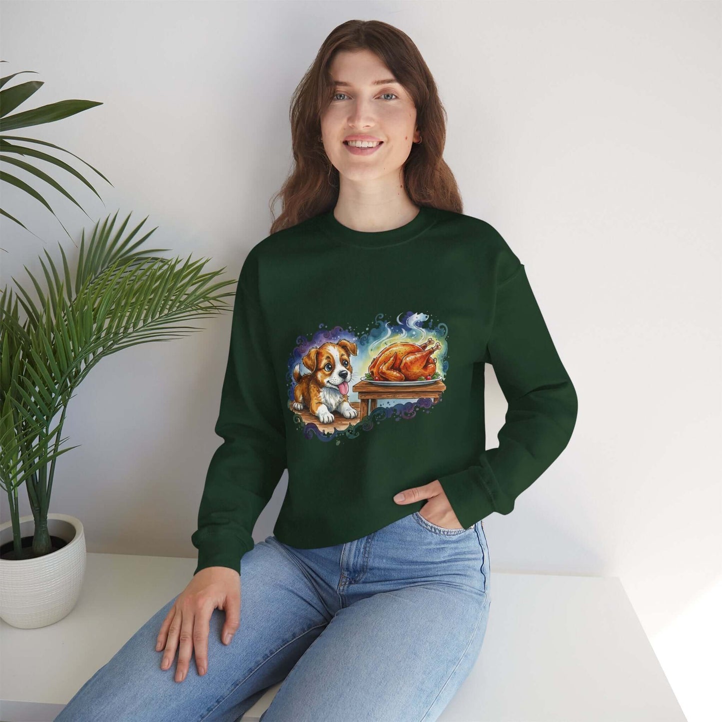 Watercolor Dog painting Unisex Crewneck Sweatshirt style 3