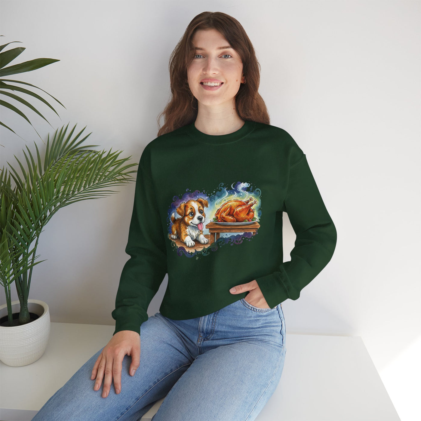 Watercolor painting style 6 Men & Women Cute Cat Pile Crewneck Sweatshirt