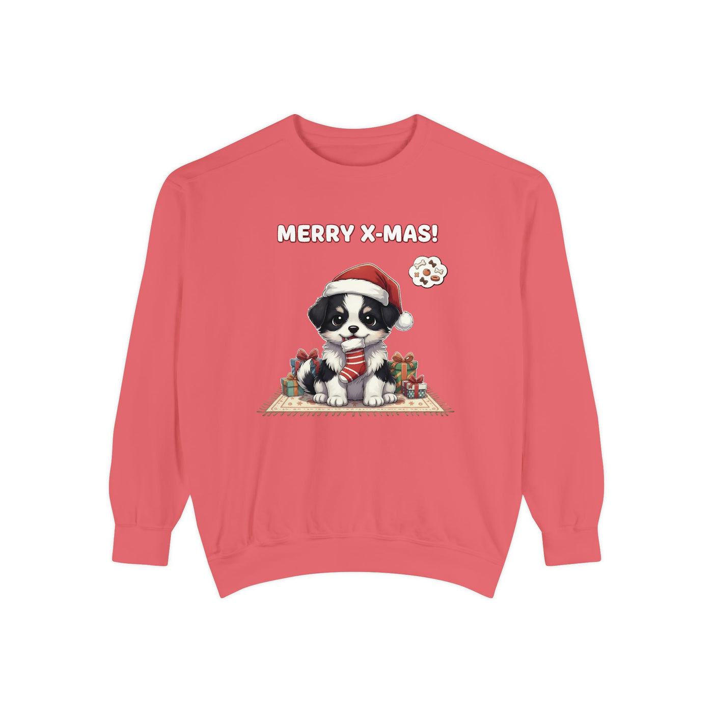 Cute Puppy waiting for Christmas presents style 7 Cozy Graphic Unisex Crewneck Sweatshirt