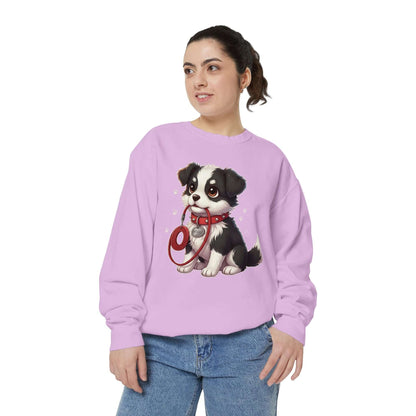 Cute Dog Walk Time Graphic Unisex Crewneck Sweatshirt style 1
