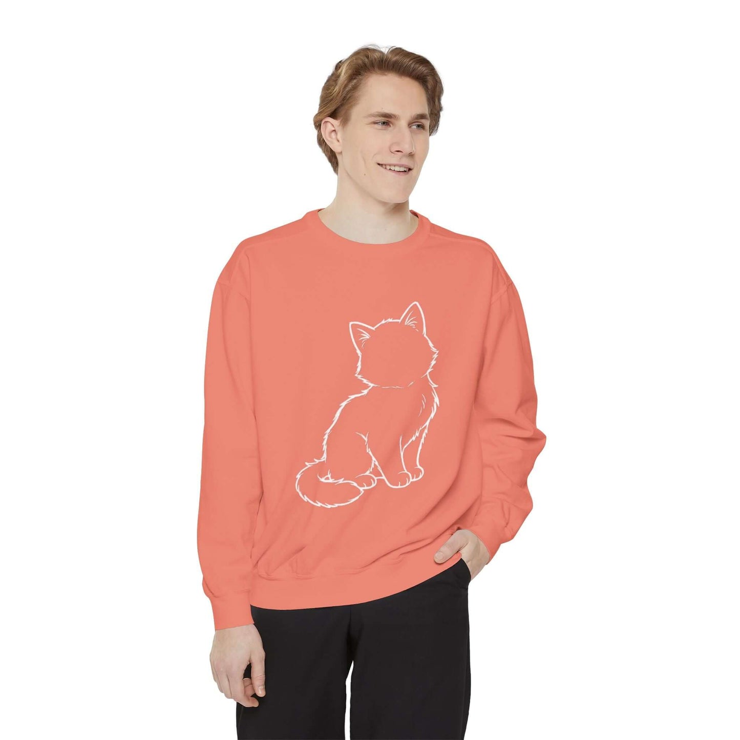 Sitting Cat Shadow Cozy Graphic Unisex Crewneck Sweatshirt style 1