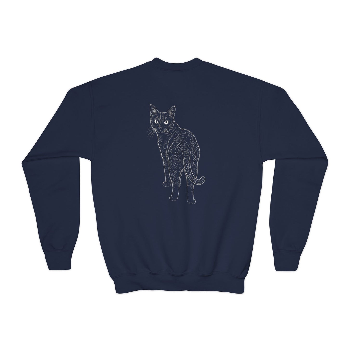 Black Cat - Cozy Unisex Youth Crewneck Sweatshirt style 1