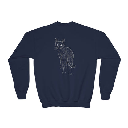 Black Cat - Cozy Unisex Youth Crewneck Sweatshirt style 1