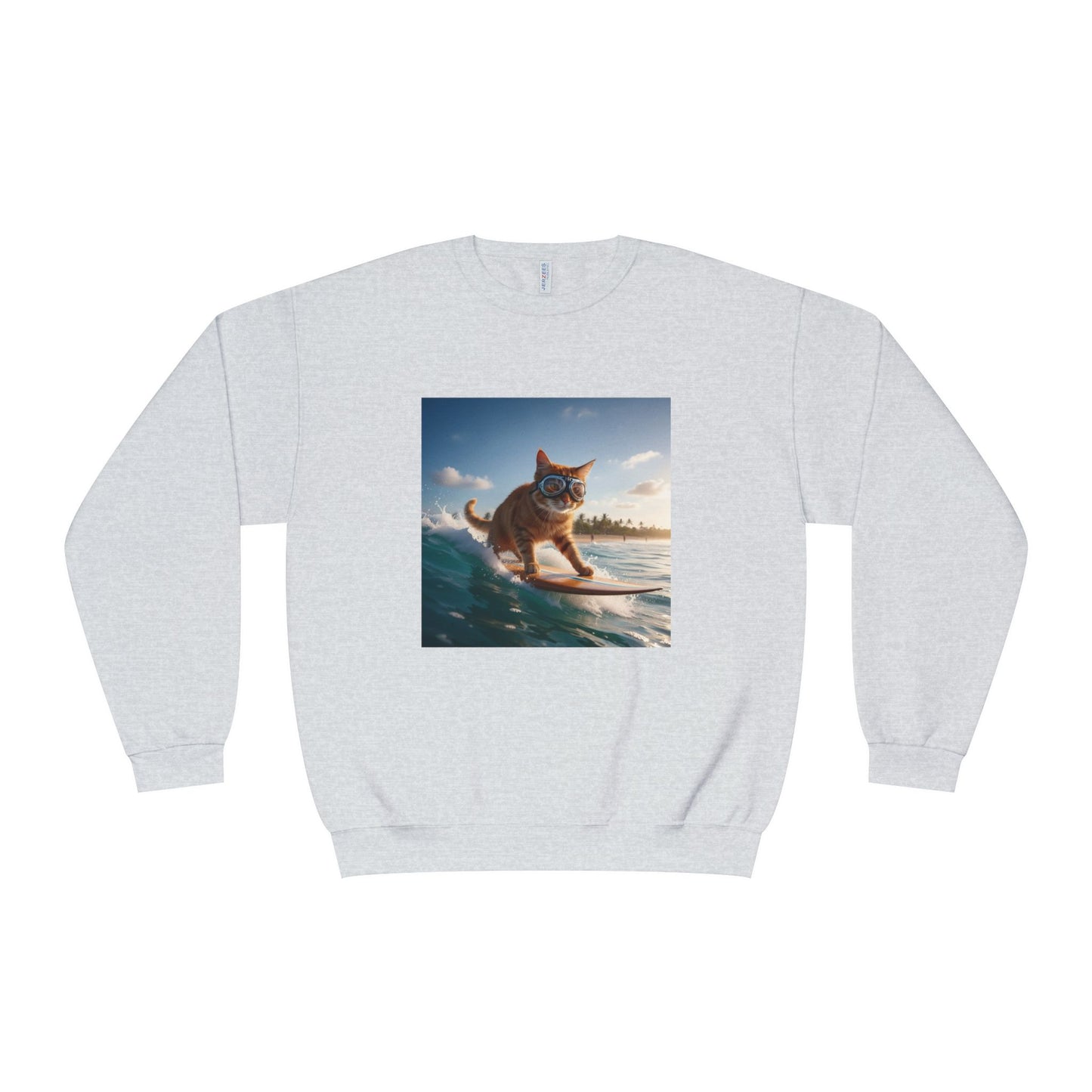 Surfing Cat Unisex NuBlend Crewneck Sweatshirt style 1