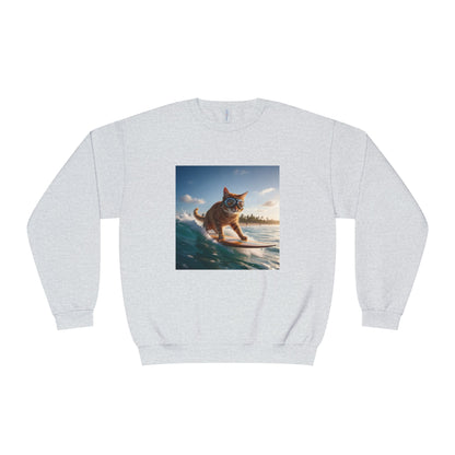 Surfing Cat Unisex NuBlend Crewneck Sweatshirt style 1
