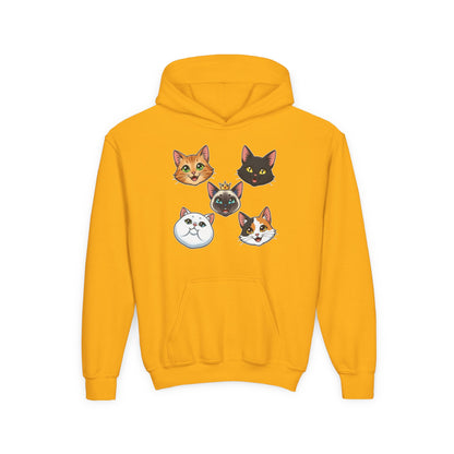Fun Cat Heads Unisex Youth & Kids Heavy Blend Hoodie
