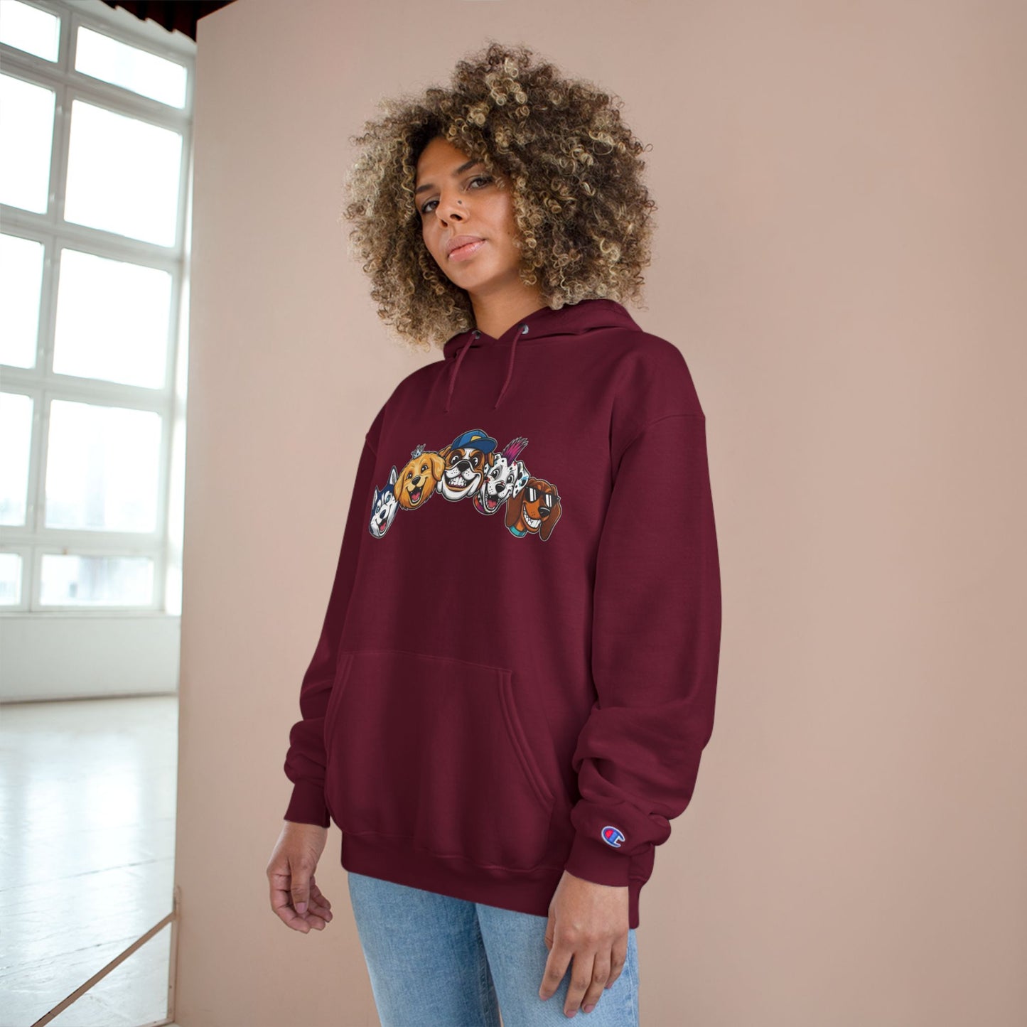 Playful Dog Faces Cozy Unisex Champion Pullover Hoodie