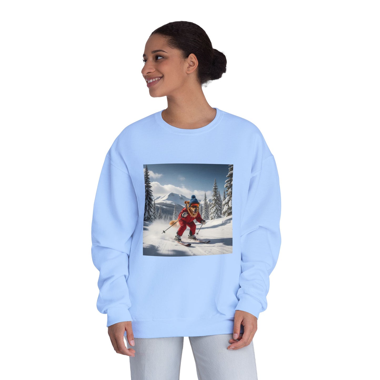 Skiing Dog Graphic Unisex NuBlend Crewneck Sweatshirt