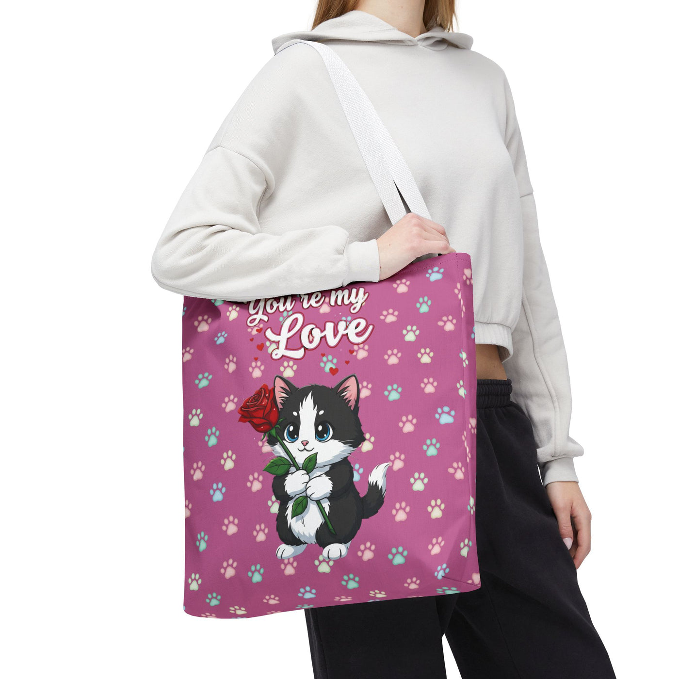 Cute Cat Lover Tote Bag - You're My Love style 1