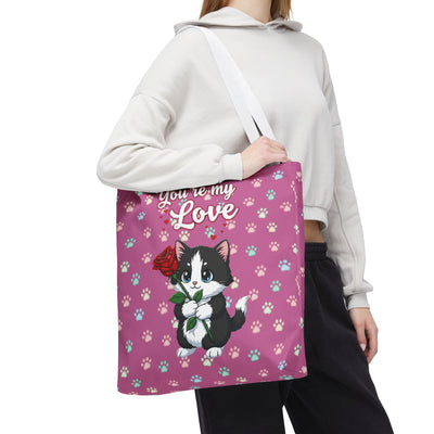 Cute Cat Lover Tote Bag - You're My Love style 1