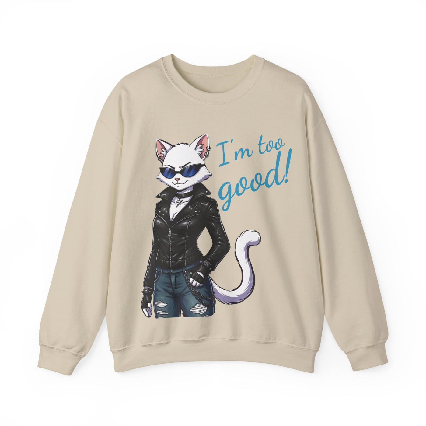 Cool Cat style 3 Unisex Crewneck Sweatshirt | Cozy Gift for Cat Lovers, Casual Wear, Unique Graphic Sweatshirt, Birthday Gift, Everyday Style