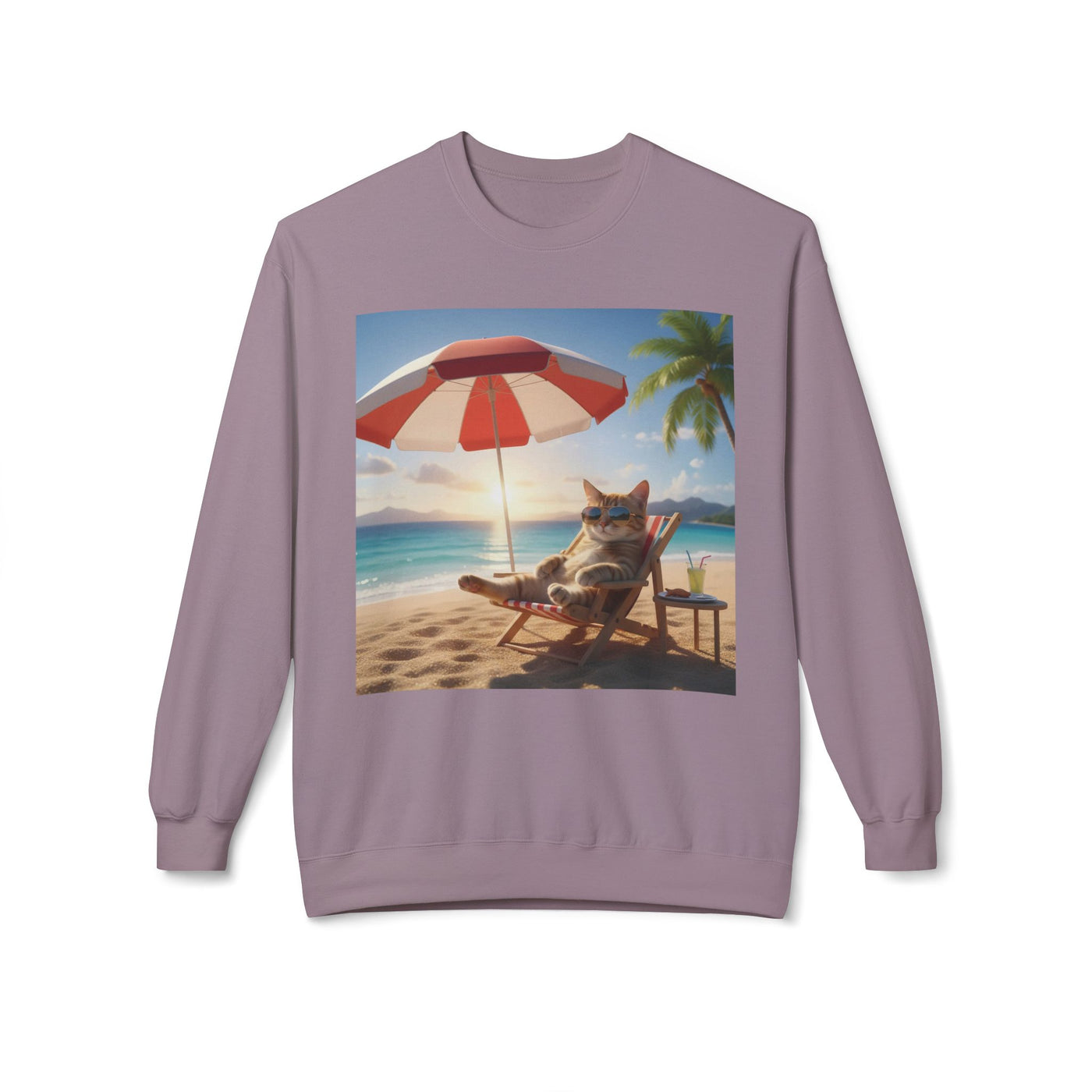 Beach Vibes Cat Crewneck Sweatshirt