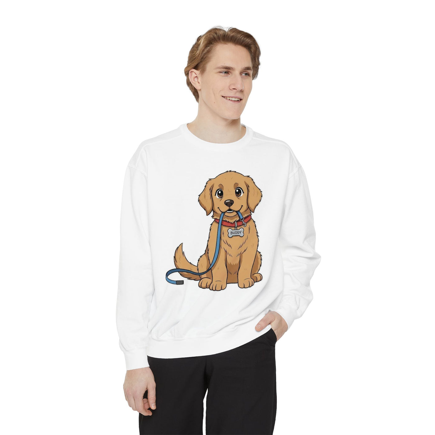 Cute Dog Walk Time style 2 Cozy Graphic Unisex Crewneck Sweatshirt