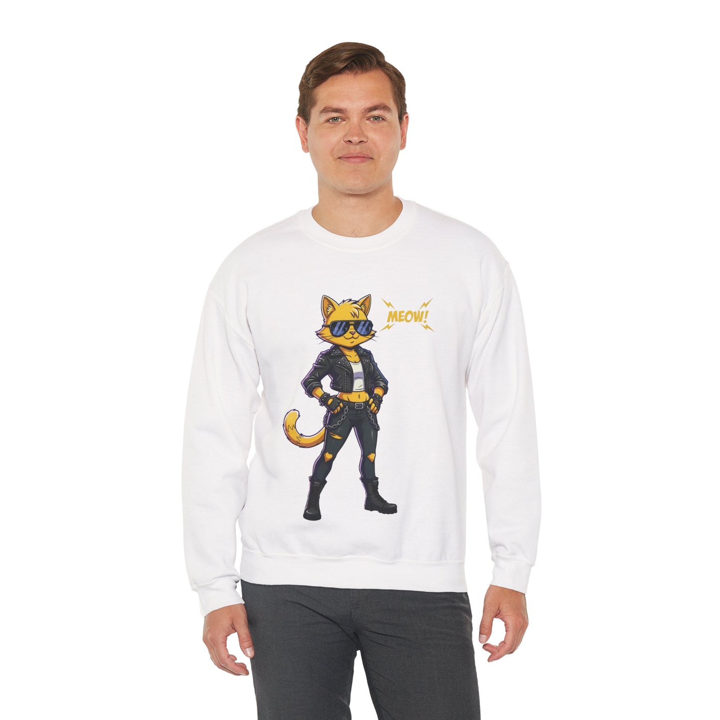 Cool Cat Unisex Heavy Blend Crewneck Sweatshirt style 4