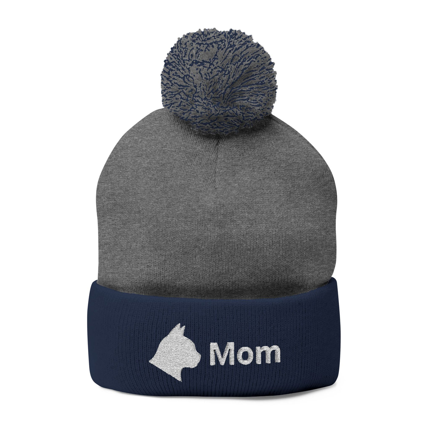 Embroidered Cat Mom Pom-Pom Knit Cap