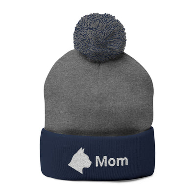 Embroidered Cat Mom Pom-Pom Knit Cap
