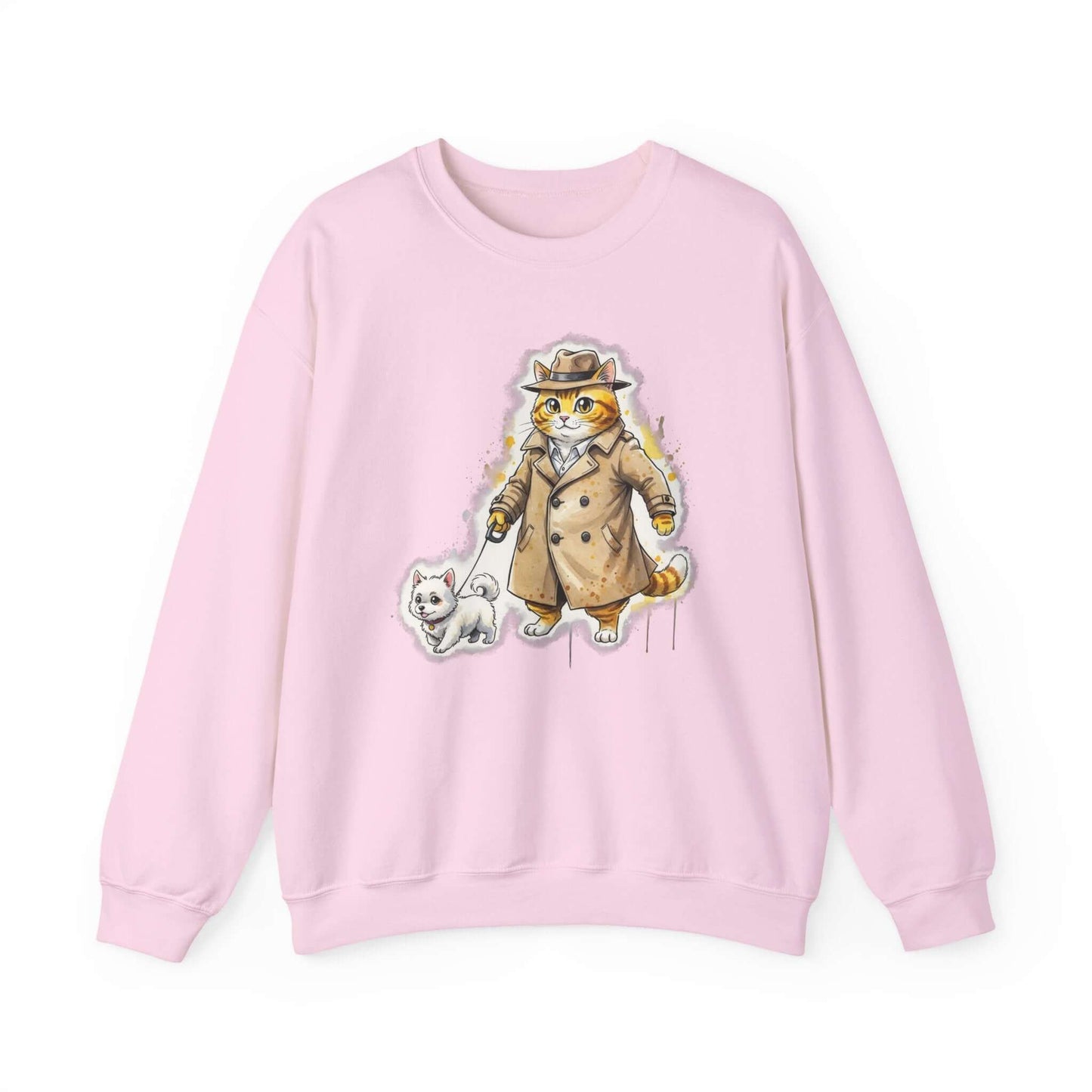 Watercolor Cat & Dog painting Unisex Crewneck Sweatshirt style 1
