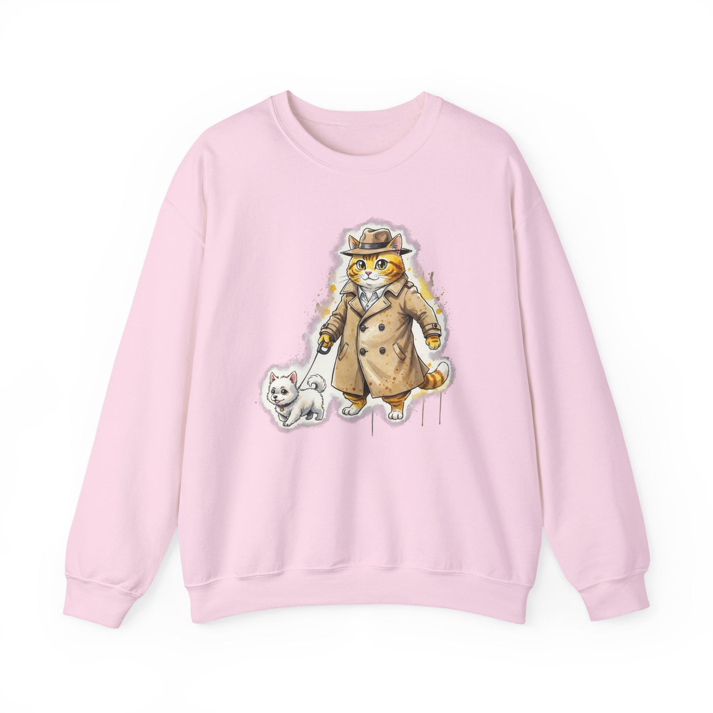 Watercolor painting style 10 Men & Women Cute Cat Pile Crewneck Sweatshirt