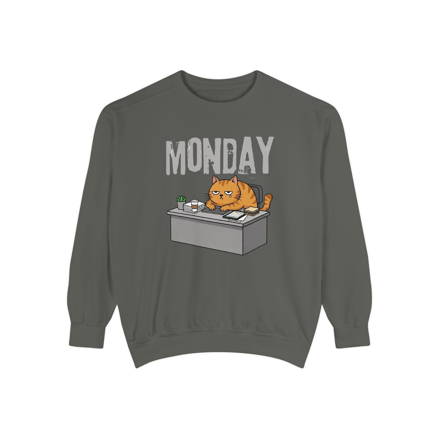 Monday Face Cat Stares Blankly Unisex Crewneck Sweatshirt style 6