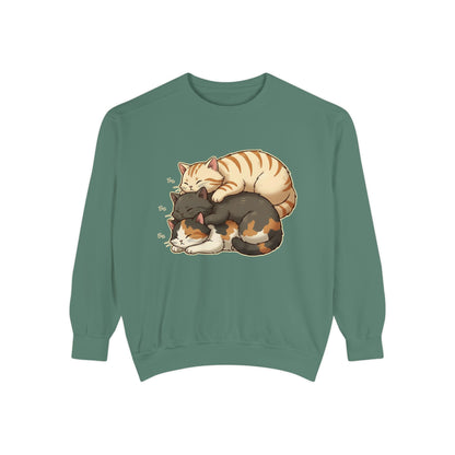 3 Cute Sleeping Cats Cozy Graphic Unisex Crewneck Sweatshirt style 4