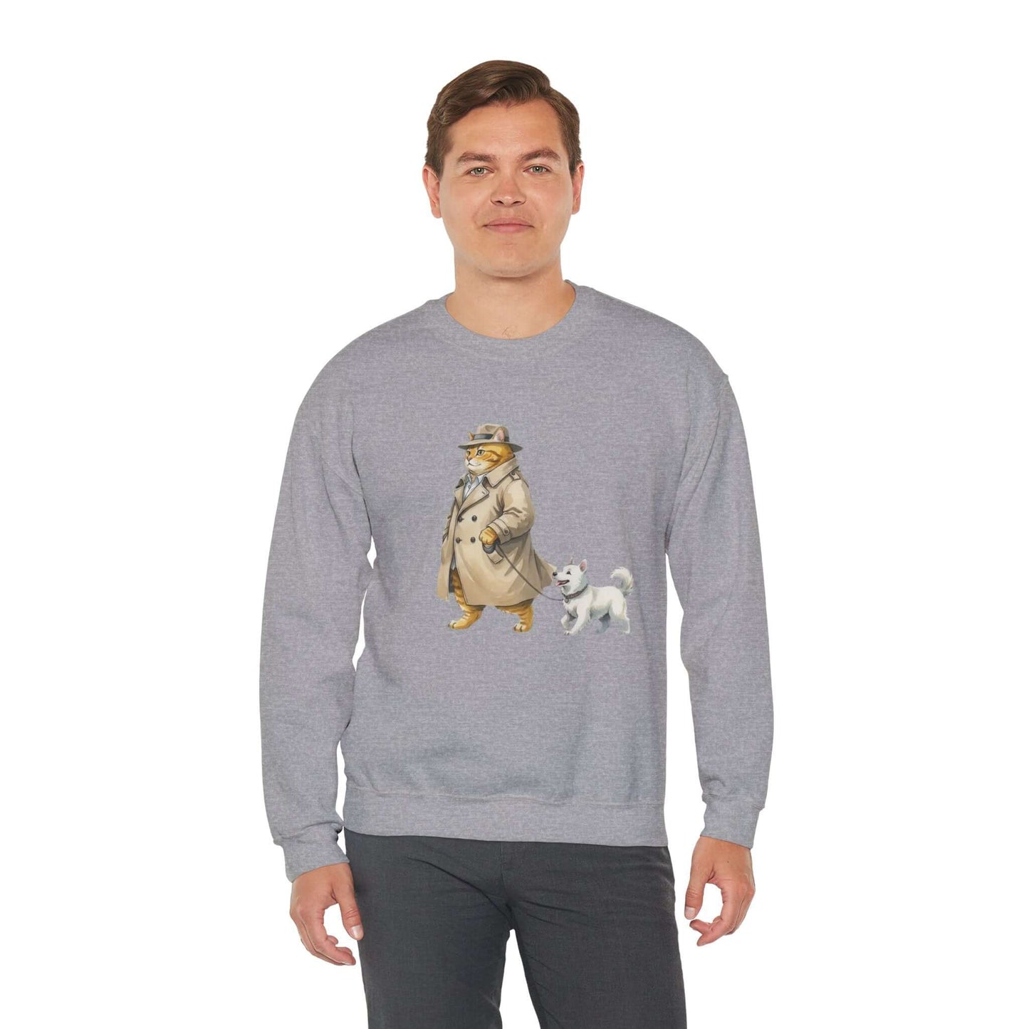 Watercolor Cat & Dog painting unisex Crewneck Sweatshirt style 2