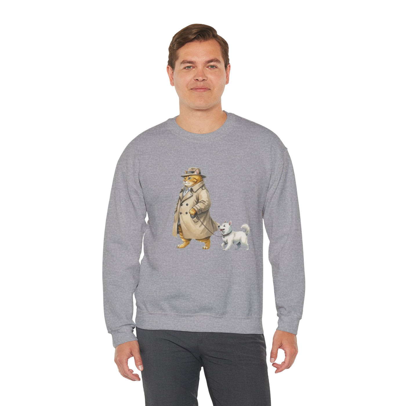 Watercolor painting style 11 Men & Women Cute Cat Pile Crewneck Sweatshirt