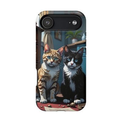 Cute Cats Magnetic Phone Case comic style 4, Cat Lover Gift, Impact-Resistant iPhone Case, Funny Pet Accessory, Unique Animal Design