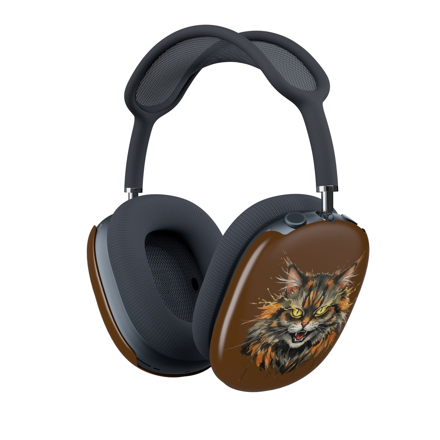 Brown Mad Cat Head AirPods Max Protective Shells