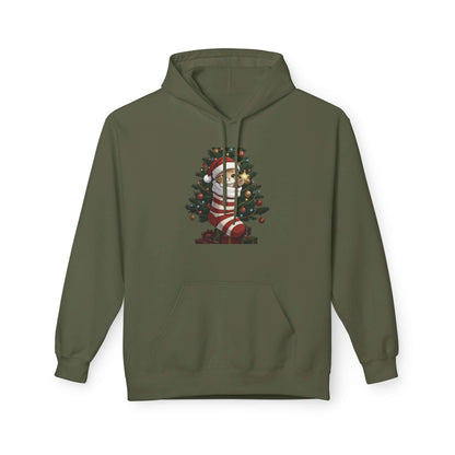 Kitten hiding in Christmas stocking Unisex Fleece Hoodie style 3