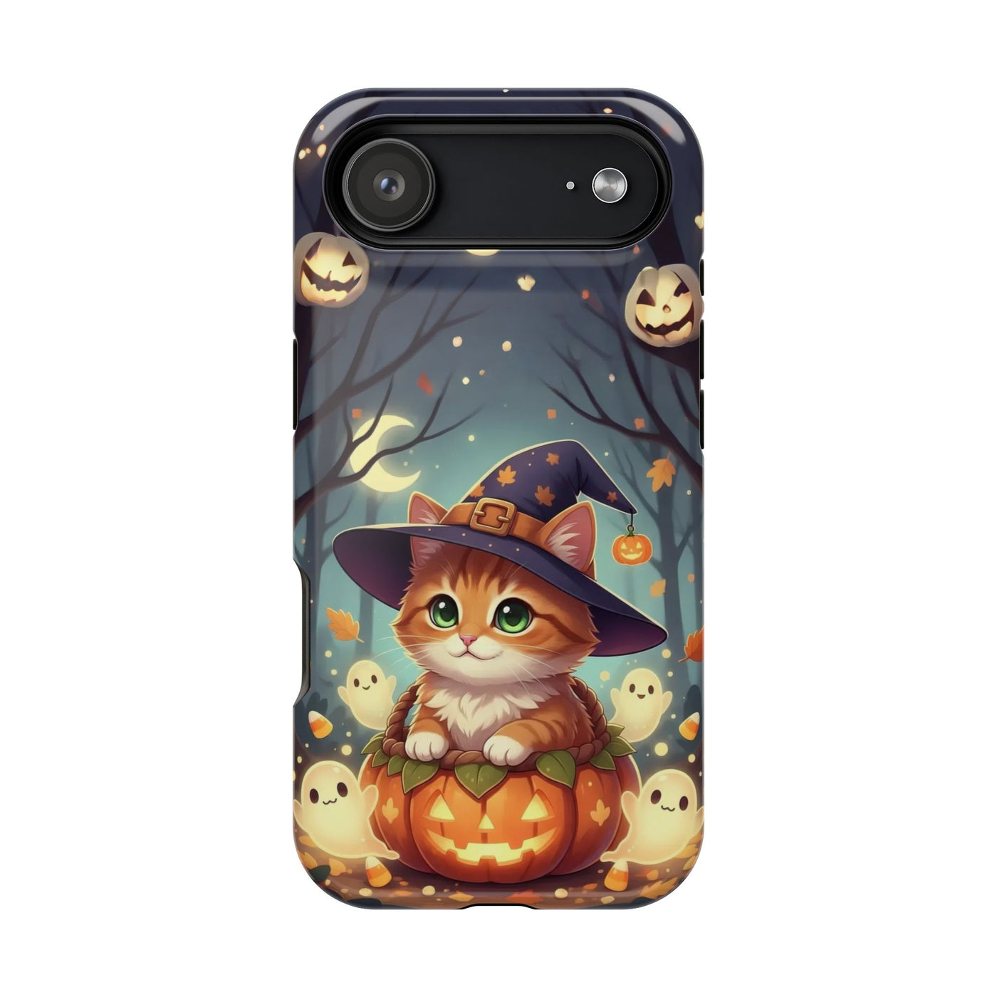 Halloween cute kitten anime style 3 Magnetic Phone Case, Cat Lover Gift, Impact-Resistant iPhone Case, Funny Pet Accessory, Unique Animal Design