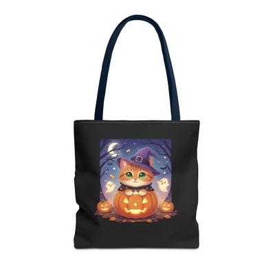 Halloween Cat anime style Tote Bag, Spooky Pet Lovers Gift, Boho Halloween Bag, Witchy Cat Tote, Fall Festivities Accessory