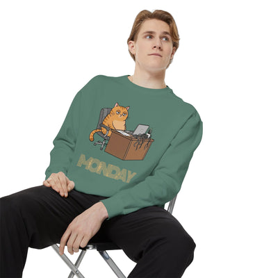 Monday Face Cat Stares Blankly Unisex Crewneck Sweatshirt style 3
