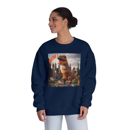 Tyrannosaurus Cat in city Unisex NuBlend Sweatshirt style 1