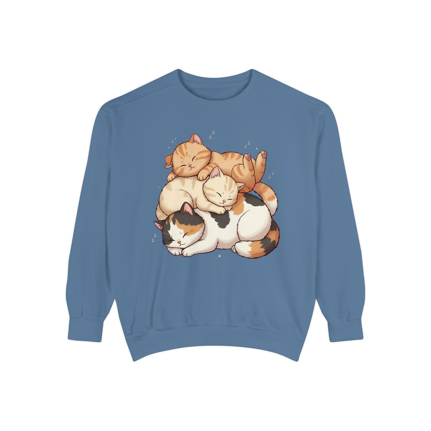 3 Cute Sleeping Cats Cozy Graphic Unisex Crewneck Sweatshirt style 1