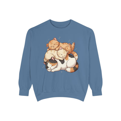 3 Cute Sleeping Cats style 1 Cozy Graphic Unisex Crewneck Sweatshirt